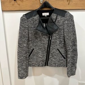 Calvin Klein mixed media Moto blazer